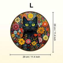 1件装奇幻花园守护猫木制拼图，不对称动物造型木制拼图，装饰艺术品，桌面益智拼图，独特的儿童教育拼图，节日礼物，成人木制拼图，返校礼物，母亲节礼物，生日礼物 - 彩色 - 查看 12