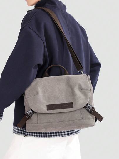 New Men's Canvas Crossbody Bag With A Business-Casual Style, Anti-Theft Buckle, And Flip-Top Design. This Versatile, Spacious Bag Can Be Carried By Hand And Is Ideal For Work, Business Commutes, Travel, And Business Trips.