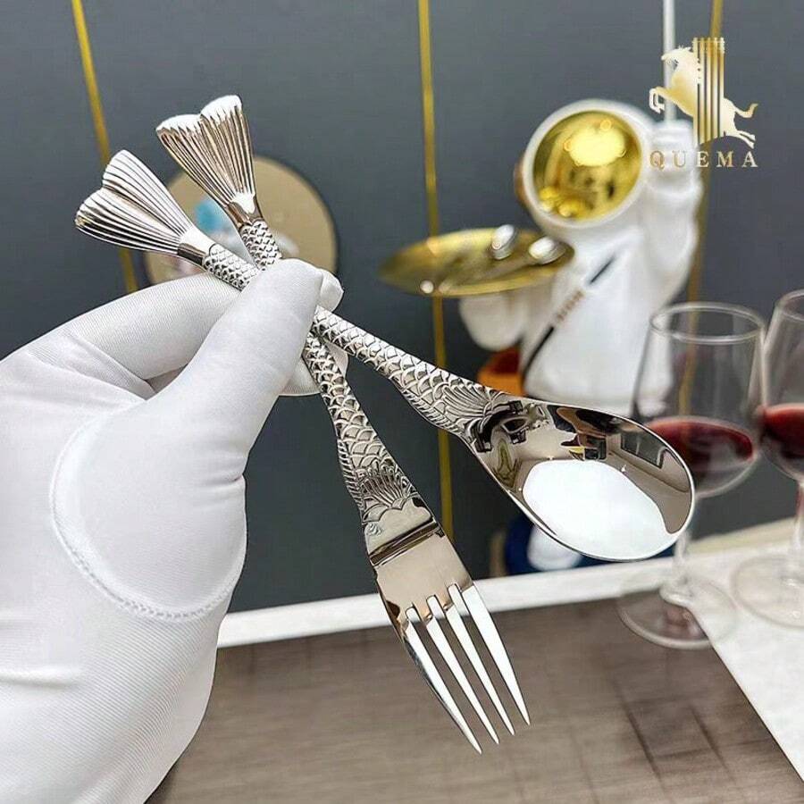 304 Stainless Steel Unique Spoon, Household Soup Spoon, Kids Dining Spoon, Creative Western-Style Spoon, Serving Spoon - View 1