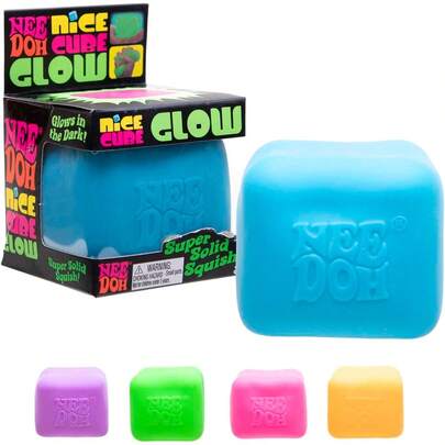 Schylling  Nice Cube Glow In The Dark Sensory Toy, Super Solid Squish, Durable Shape Recovery, Random Color One Cube