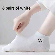 6/10 Pairs Women & Unisex Bow Tie Short Socks - Breathable Comfortable Invisible Pressure Socks Suitable For Thick Thighs & Loose Ankles, Classic Solid Color - Multicolor - View 9