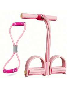 2 piezas Bandas de resistencia multifuncionales - Correa de yoga elástica de 4 tubos con asas, cuerda de pedal en forma de 8, adecuada para estiramiento de todo el Body, entrenamiento de cintura, brazos, piernas y abdomen - Multicolor - Ver 8