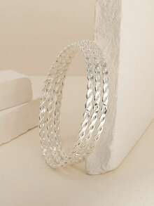 3 piezas Pulseras apilables de metal exquisitas, brillantes, lujosas y sofisticadas - Multicolor - Ver 10