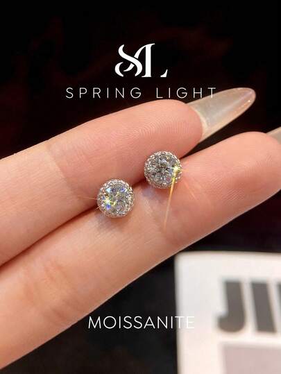 1 par de pendientes de tuerca de moissanita de 0,5 quilates con corona retorcida de 4 garras, de plata de ley 925, elegantes pendientes de compromiso, regalo de dama de honor, cumpleaños, aniversario, joyería nupcial y de boda