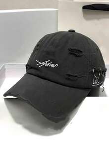 New Unisex Korean Style Distressed Baseball Cap, Fashionable Multi-Function Embroidered Sun Hat - A - View 8