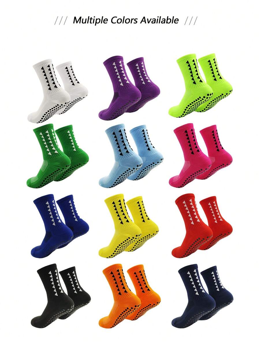 Men's Thick Cushioned Crew Football/Basketball Socks, Anti-Slip Professional Training Sports Socks, Moisture-Wicking Breathable - Multicolor - View 1