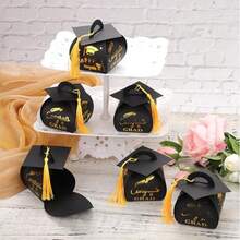 25pcs Graduation Gift Box Set, Pre-Assembled Graduation Cap Decor Box, Graduation Candy Box With Tassel Decor, Graduation Decorations, Classroom Centerpiece Decor, Party Supplies - View 6