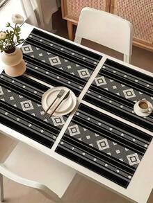 1/2/4/6/8pcs Digital Printed Placemats, Geometric Pattern Printed Placemats For Daily Use, Festivals, Parties, Birthdays, Weddings, Dinners, Kitchen & Dining Room Decor - Multicolor - View 10