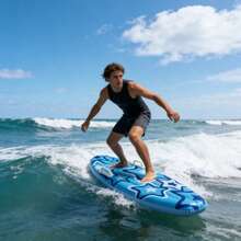 1pc Inflatable Surfboard, PVC Material, Pentagram Pattern Print, Inflatable Stand Up Paddle Board, Outdoor Water Sports Swimming Float, Portable Summer Beach Lake Pool Water Play Board, Easy To Inflate And Deflate, Convenient For Travel Storage, Lightweight And Foldable Inflatable Surfboard, Water Sports Float, Beach Swimming Board, Lake Water Play Board, Outdoor Water Toy - Multicolor - View 6