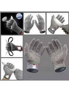 Guantes de cocina resistentes a cortes de 5 niveles - Lavables, ajuste cómodo, sin plomo, guantes resistentes a cortes para la cocina, jardinería - Multicolor - View 2