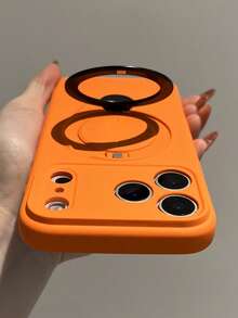 Luxury Liquid Silicone Camera Protection 360 Rotation Ring Holder Matte Magnetic Phone Case Compatible With IPhone 17 Pro Max 17 Pro 17 Air 17 16 Pro Max 16 Pro 16 Full Coverage Wireless Charge Soft Back Cover Anti-Drop - Orange - View 7