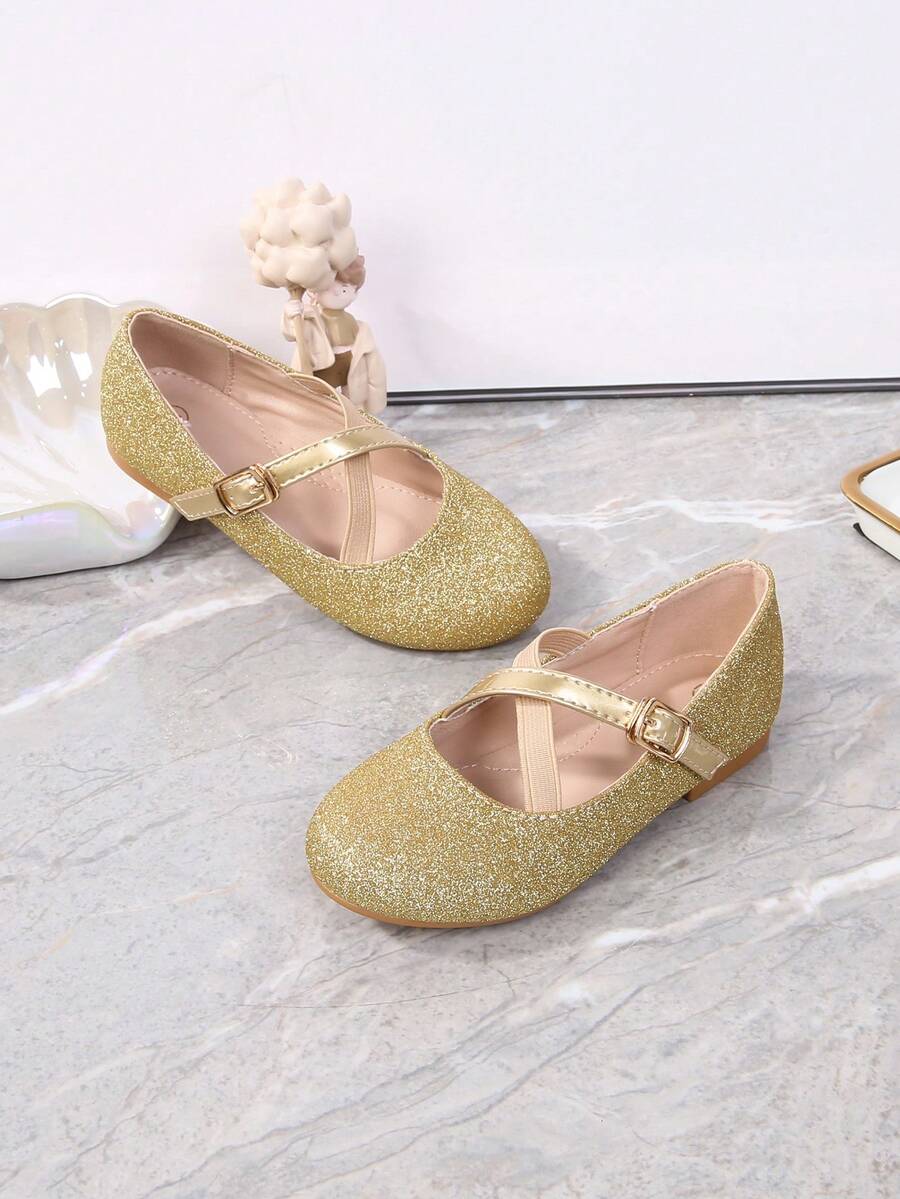 Nuevos zapatos de princesa con estilo para primavera/verano, zapatos de ballet minimalistas con brillo y diseño de , adecuados para uso diario, fiestas, actuaciones, banquetes, bodas - Dorado - Ver 1