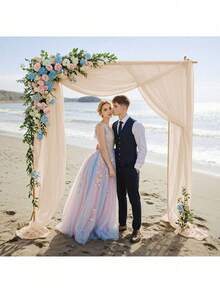 1 Roll Champagne Color Large Size 2.46ft*164.04ft DIY Tulle Bridal Veil, Mosquito Net, Handmade Sewing Wedding Decor, Photography Backdrop Fabric, Suitable For Wedding Decoration, Party, Birthday, Home, Outdoor - H-Champagne - View 5