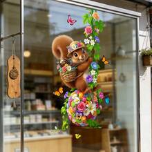 1/2pcs Cute Cartoon Rabbit & Squirrel Swing Window Stickers, Reusable PVC Double-Sided Transparent Static Cling Glass Decals, Suitable For Doors, Windows, Living Room, Dining Room, Mall And Home Decor - Window Stickers - View 4