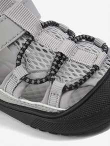 1 Pair Boys' Grey Classic Minimalist Mesh Sandals, Round Toe Soft Bottom Lace-Up Design Children's Sandals, Comfortable Breathable Lightweight Casual Infant Sandals Suitable For Summer Daily, Beach, Outdoor Sports And Campus Wear - Grey - View 7