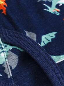 6pcs/Pack Boys' Soft Cotton Truck & Dinosaur Pattern Underwear, Young Boy Triangle Briefs - Blue and White - View 4