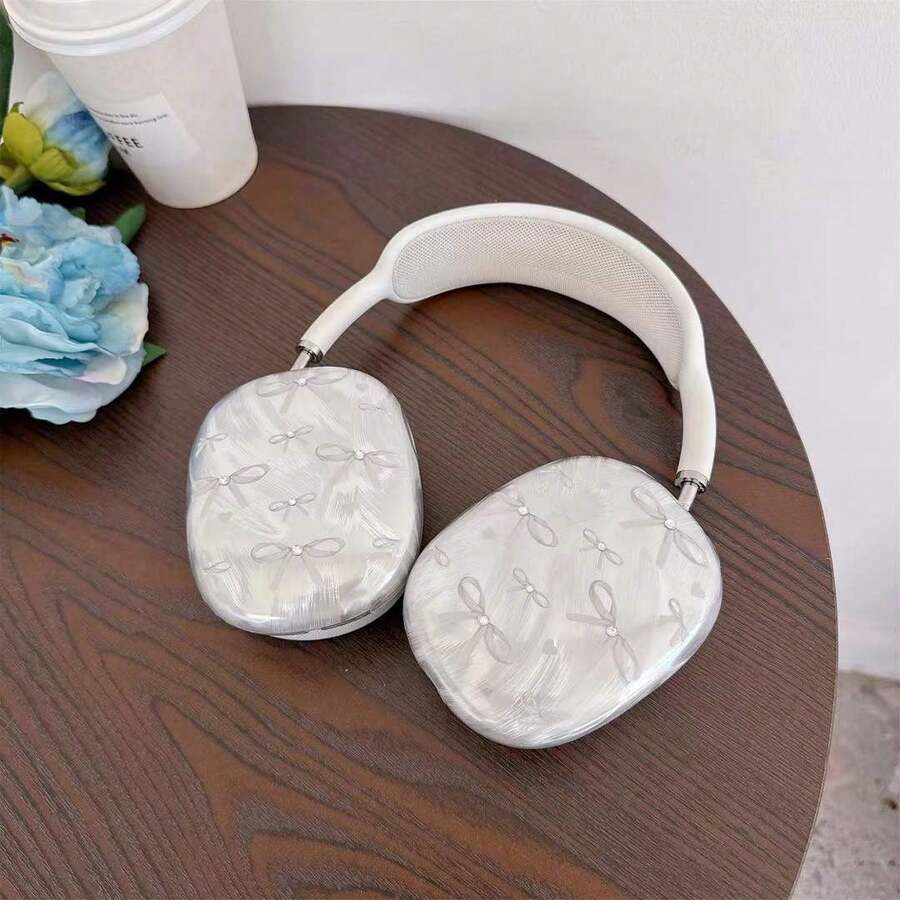 Bow-Knot Feather Chiffon Rhinestone Bow Protective Case Compatible With Apple Max, Bluetooth Headphone Cover, Fashionable & Unique Design - Multicolor - View 1