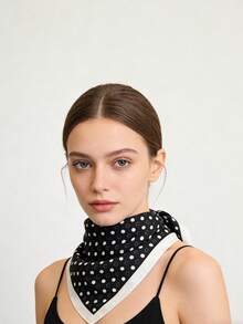 1pc Women's Faux Silk Printed 90cm Square Scarf, Fashion Minimalist Bandana Style Neckerchief, Suitable For Business Meetings, Casual Travel, Festivals And Parties - Multicolor - View 4