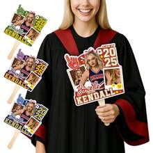 1pc/3pcs/6pcs Personalized Face Fan With Wooden Handle Custom Photo Head Fan Cheerleading 2026 Graduation  Birthday Party Favors Creative Celebration Prop - Color 1 - View 1