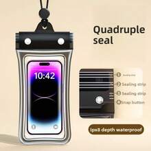 Bolsa impermeable inflable para teléfono, compatible con pantalla táctil, apta para nadar, aguas termales, buceo, funda impermeable universal para teléfono, apta para buceo, playa, pesca, actividades al aire libre, camping, ciclismo - Multicolor - Ver 5