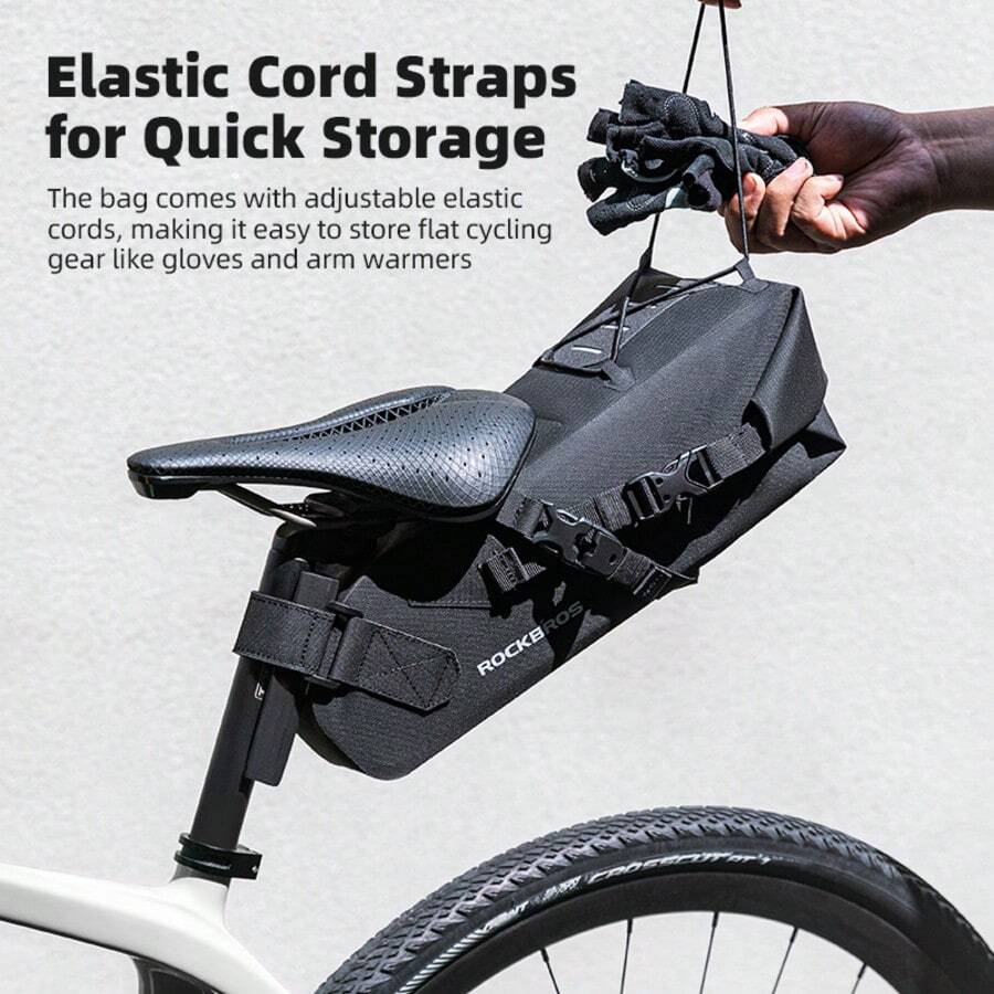 ROCKBROS 1 túi đựng đồ phía sau xe đạp chống thấm nước, thiết kế miệng rộng, dung tích lớn 3L, có dải phản quang giúp đi xe ban đêm. - màu đen - Xem 1