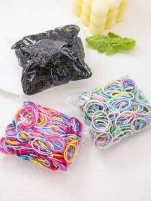 300pcs/Pack Baby Elastic Hair Ties, Cute Candy Color Hair Bands - Multicolor - View 4