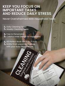 2026年计划本 - 每日清洁安排、家务、每日/每周/每月清洁清单、办公用品、妈妈的家庭笔记、成人日历、黑白设计高效清洁计划、清洁日志笔记本、学校/办公用品、返校季、教师节礼物、母亲节礼物 - 黑色 - 查看 3