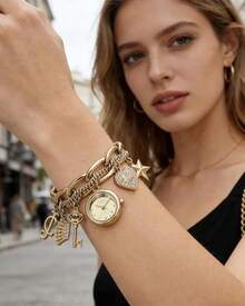 Juicy Couture Women's Bracelet Watches Set Quartz Wristwatches for Women  Crystal Accented Charm Bracelet Watch, Gift For Her - 金色 - 查看 4