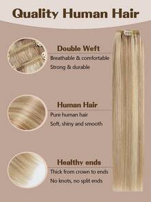 YILITE 7pcs #P18/613 Dark Blonde Highlighted Bleach Blonde Clip In Hair Extensions Real Human Hair Remy Human Hair Extensions Double Weft Straight Clip Ins For Women - S18/613 - View 3