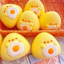 Squishy Cute Chick Bread Squishy Toy, Soft Slow Rebound Stress Relief Squeeze Ball, Kawaii Chicken Food-Shaped TPR Vent Fidget Toy For Teens & Adults, Anxiety Relief Desk Decor - Multicolor - View 6