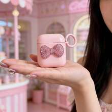 闪亮水钻蝴蝶结苹果手机壳，全覆盖玫瑰粉/奶油白保护套，兼容苹果1/2、Pro、3、Pro 2、4、Pro 3 - 粉紅色 - 查看 5