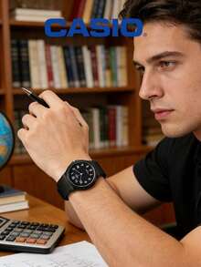 Đồng hồ đeo tay nam Casio kiểu dáng thường ngày - Mặt đen hiển thị ngày, dây đeo nhựa đen, chống nước 50M, phù hợp cho trang phục thường ngày MW-59-1B - màu đen - Xem 6