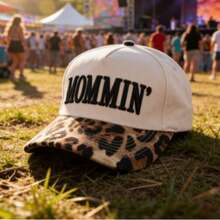 Mommin Trucker Hat For Women Embroidered Mom Baseball Cap Adjustable Canvas Vintage Hat For Casual Wear - Leopard Print - 查看 12