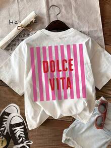 Camiseta de algodón de 180 g para mujer, camiseta estampada de manga corta, top casual de cuello redondo, adecuada para primavera y verano, para el uso diario, salidas informales, versátil para el hogar y para paseos al aire libre. Sencilla y versátil, un estilo de nicho a, la primera opción para parejas. - Blanco - Ver 2