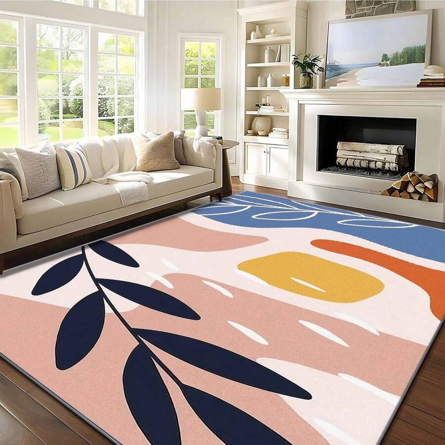 1 pieza Alfombra con patrón de hojas botánicas en tonos Morandi. Material de terciopelo con un peso aproximado de 850g y un grosor de aproximadamente 0,6 cm. La alfombra es resistente al desgaste, antideslizante y fácil de limpiar. Disponible en varios tamaños. Adecuada para cocina/sala de estar/comedor/dormitorio/balcón/baño/estudio. Una opción ideal para la decoración del hogar.