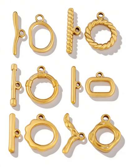 3 sets de broches geométricos redondos de acero inoxidable tipo OT para hacer manualidades de joyería, pulseras, collares y accesorios