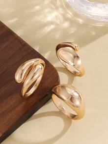 10pcs Set Minimalist Criss-Cross Rhinestone Rings, Unique Design Fashionable Versatile Rings For Women - 3-piece Set - View 4