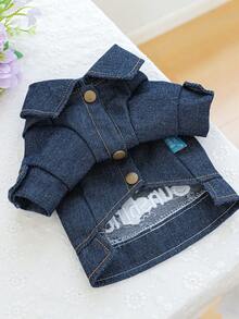 PETCIRCLE 1 bộ quần áo cho thú cưng, quần áo cho chó nhỏ, áo khoác hai chân có thêu, bộ đồ cho chó bền chắc, chống bẩn - Áo khoác Sunshine - Màu xanh lam - Xem 8