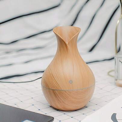 Umidificador Ultrassônico Portátil com Luz Colorida 200ml Alívio para Clima Seco Tipo Madeira USB