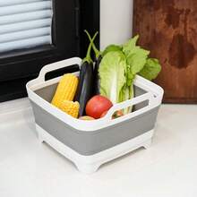 Collapsible Wash Basin 9L, Foldable Dish Tub With Drain Plug, Portable Collapsible Dish Basin, Camping Sink For Washing Dishes, Laundry & Kitchen Use,Gray - Grey - View 8