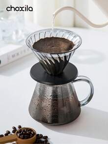 choxila 一套手冲咖啡器具套装，V02咖啡工具，咖啡滤杯，600毫升玻璃水瓶，玻璃杯置于木质底座上，适合家庭或办公室使用。 - Coffeeware - 查看 11