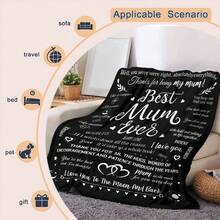 1pc Ultra Soft Flannel Mom Gift Blanket - Best Mom Design, With Heartfelt Message, Geometric Pattern, All Season, Machine Washable, Ideal For Christmas, Mother's Day, Napping Or Air Conditioning - Multicolor - View 6