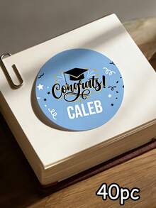 12/24/40pc Customize Text Congrats Graduation Round Stickers,Personalized Grad Cap & Confetti Stickers, Custom Name & Year Graduation Season Sticker, Grad Party Decor Stickers For Cups, Notebook,Gift Wrapping, Graduation Party Supplies 2026, Ideal Gift For 2026 Graduate, Grad Parent, And Party Planner,Waterproof Stickers - Multicolor - View 10