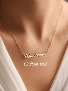 Customized Stainless Steel Name Necklace, Gold Box Chain Personalized Font Necklace, Jewelry Gift For Girlfriend, Family - Gold - Style 12 - View 4