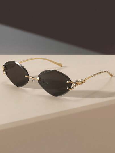 1 chiếc kính thời trang nữ không gọng, gọng oval trang trí, phụ kiện cổ điển đa năng cho đeo hàng ngày, chụp ảnh, làm quà tặng.