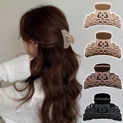 4个装女士时尚简约中号半圆形镂空发夹，适合日常佩戴，可作为礼物或发饰