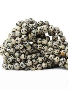 1 chuỗi hạt đá Jasper tự nhiên Dalmatian, hình tròn, kích thước 4, 6, 8, 10mm, dùng để làm trang sức, vòng tay và vòng cổ DIY. - Nhiều màu - Xem 5