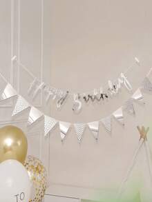 1 Set Of 2 Letter Pennant Flags, Birthday Party Backdrop Wall Decor Banners In Gold, Silver, Rose Gold - Multicolor - View 9