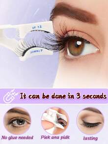 2 Pairs Natural Magnetic Eyelashes With Applicator Reusable Magnetic Lashes Kit Waterproof No Glue Needed False Eyelashes,Easy To Wear And Remove ,Save Time - Black - View 9