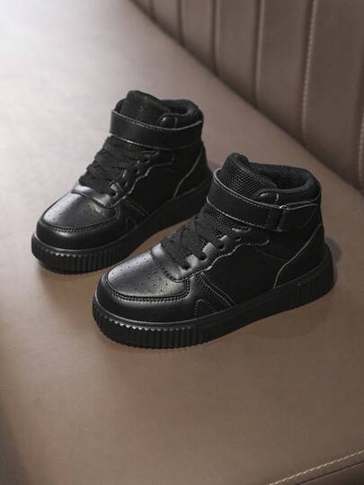 Giày thể thao cao cổ trẻ em 2026, thời trang đa năng, thiết kế khóa dán, giày trượt ván cho trẻ em, giày casual thời trang cho học sinh.